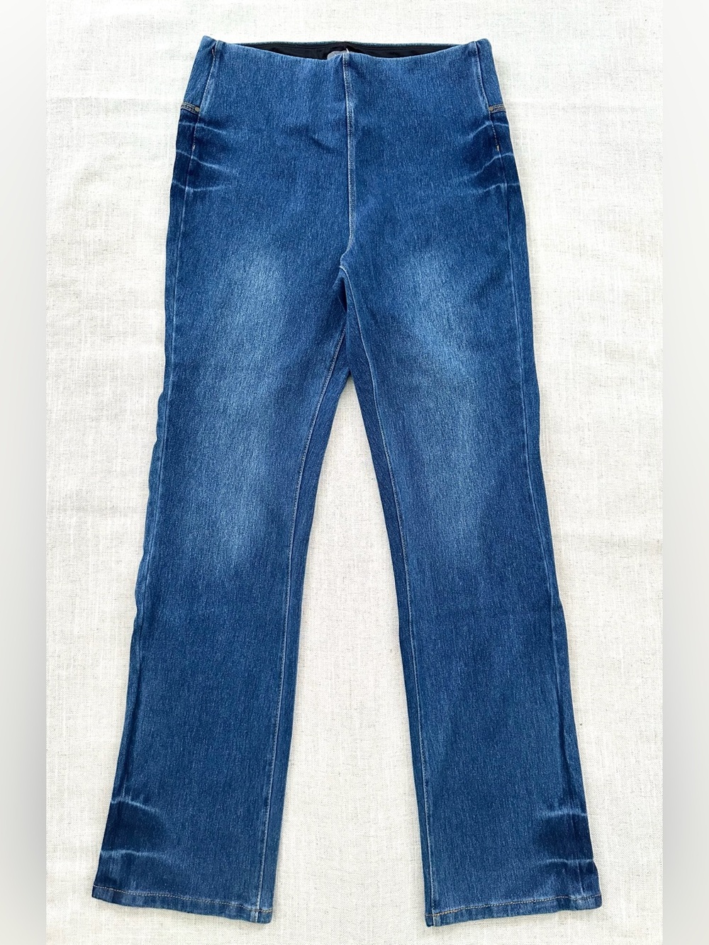 Lysse Denim High Rise Pull On Straight Leg Denim Jean Leggings Stretch Size L